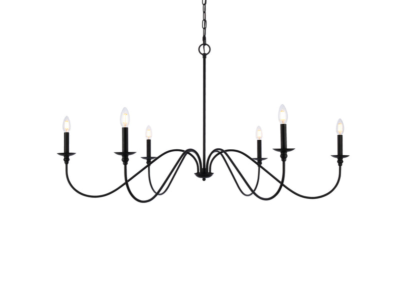 Elegant Lighting LD5056D48MB Six Light Chandelier, Matte Black