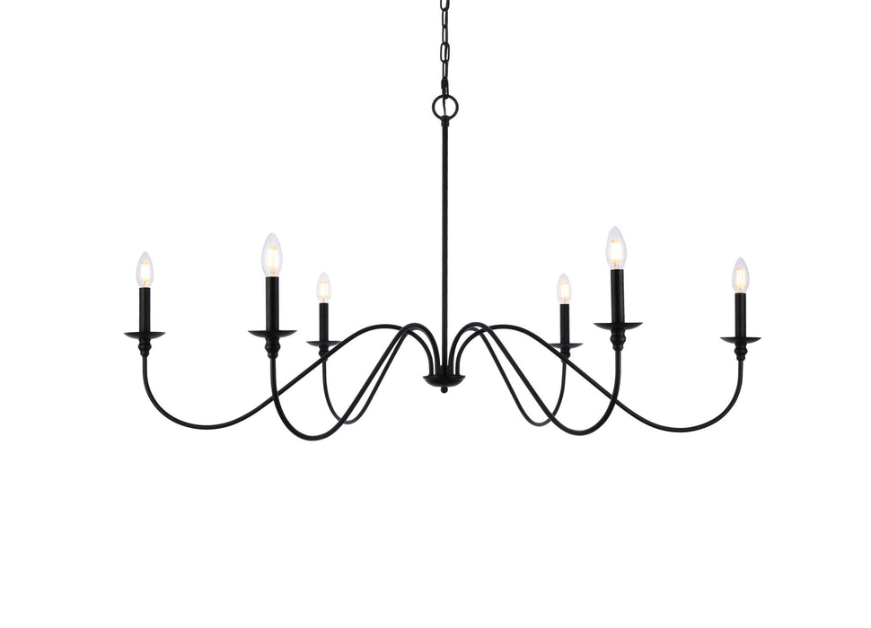 Elegant Lighting LD5056D48MB Six Light Chandelier, Matte Black