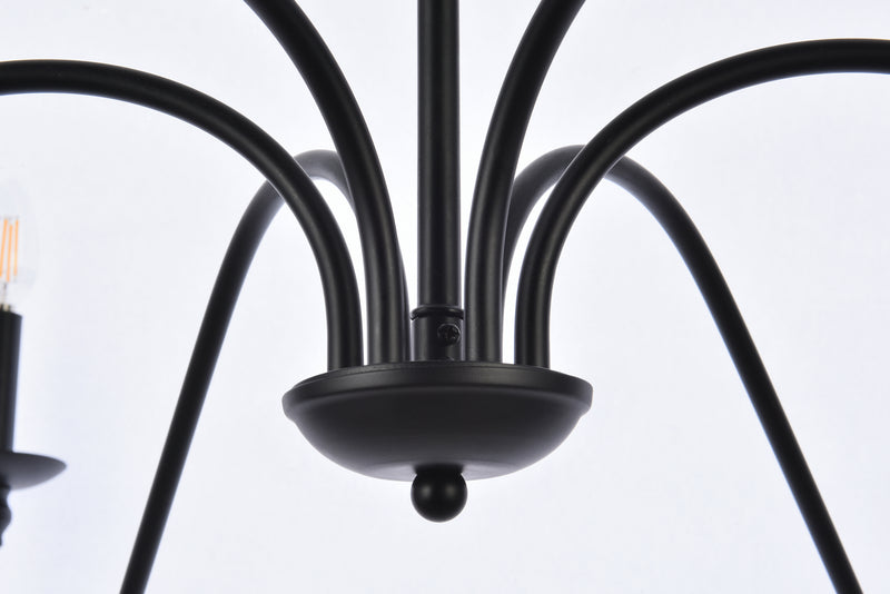 Elegant Lighting LD5056D48MB Six Light Chandelier, Matte Black