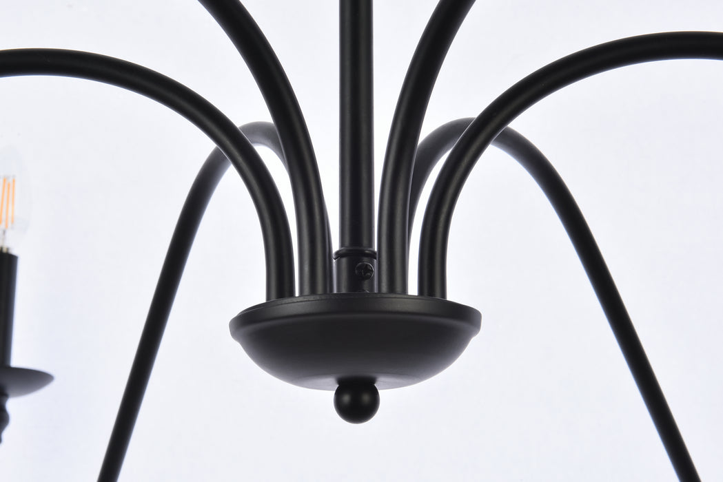 Elegant Lighting LD5056D48MB Six Light Chandelier, Matte Black