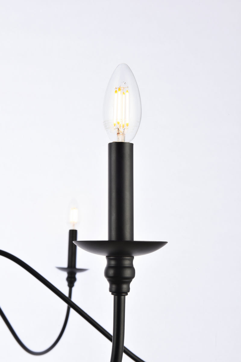 Elegant Lighting LD5056D48MB Six Light Chandelier, Matte Black
