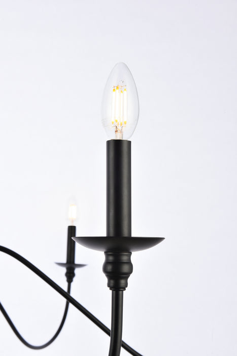 Elegant Lighting LD5056D48MB Six Light Chandelier, Matte Black