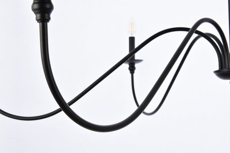 Elegant Lighting LD5056D48MB Six Light Chandelier, Matte Black