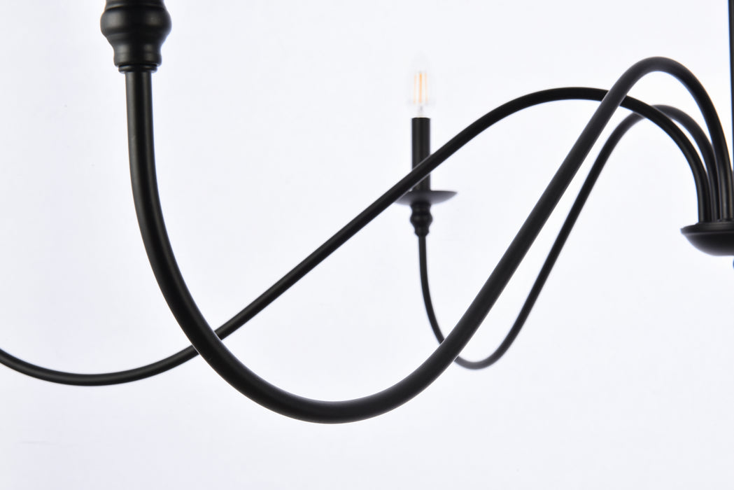 Elegant Lighting LD5056D48MB Six Light Chandelier, Matte Black