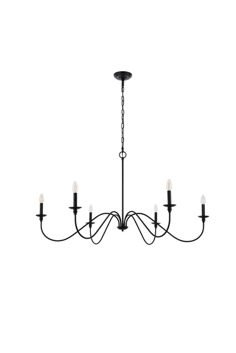 Elegant Lighting LD5056D48MB Six Light Chandelier, Matte Black