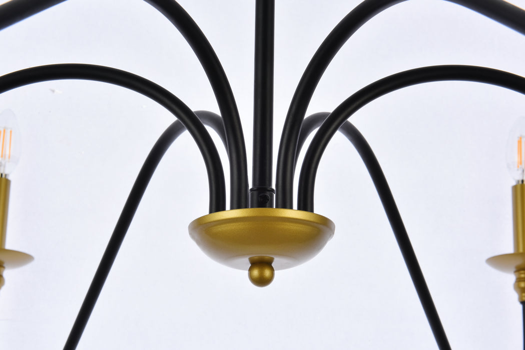 Elegant Lighting LD5056D48BRB Six Light Chandelier, brass