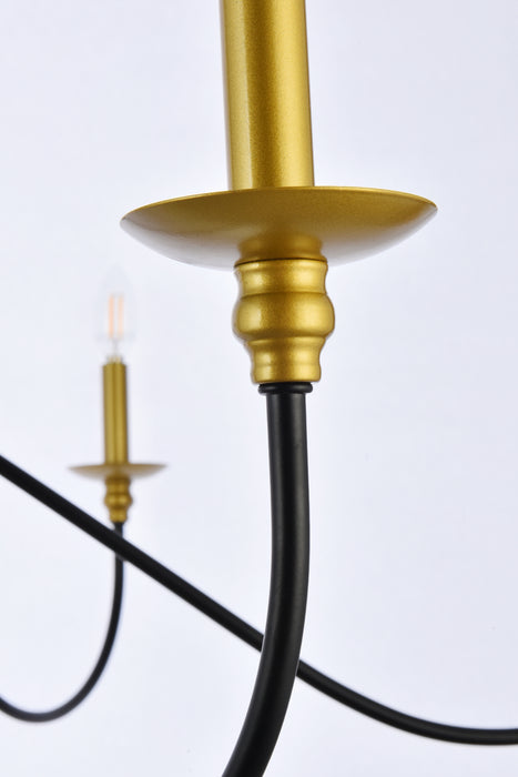 Elegant Lighting LD5056D48BRB Six Light Chandelier, brass