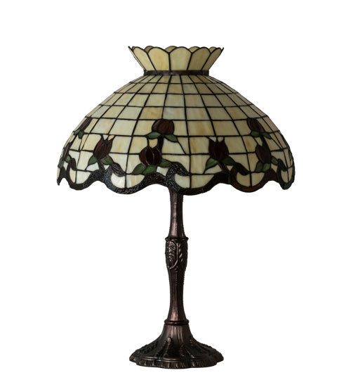 Meyda Tiffany 104175 Three Light Table Lamp, Mahogany Bronze