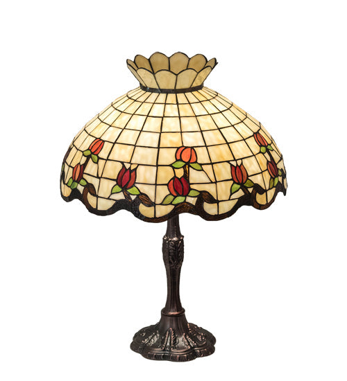 Meyda Tiffany 104175 Three Light Table Lamp, Mahogany Bronze