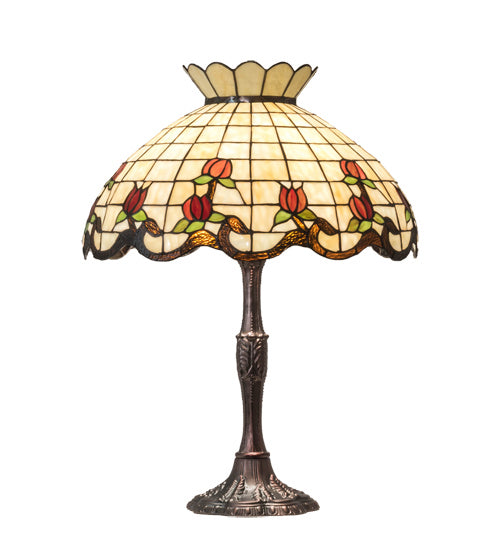 Meyda Tiffany 104175 Three Light Table Lamp, Mahogany Bronze