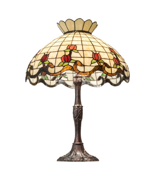 Meyda Tiffany 104175 Three Light Table Lamp, Mahogany Bronze