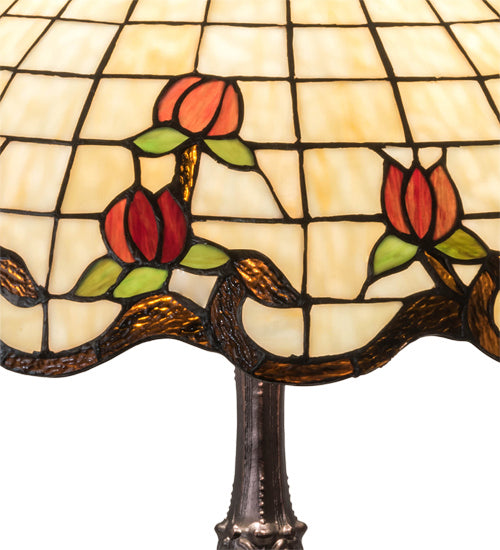 Meyda Tiffany 104175 Three Light Table Lamp, Mahogany Bronze