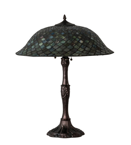 Meyda Tiffany 147470 Three Light Table Lamp, Mahogany Bronze