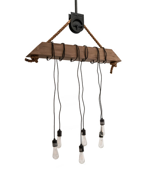 Meyda Tiffany 214186 LED Pendant, Textured Black And Old Distressed Wood
