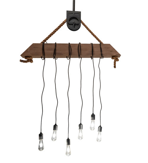 Meyda Tiffany 214186 LED Pendant, Textured Black And Old Distressed Wood