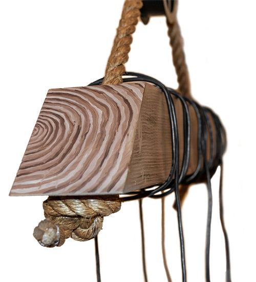 Meyda Tiffany 214186 LED Pendant, Textured Black And Old Distressed Wood