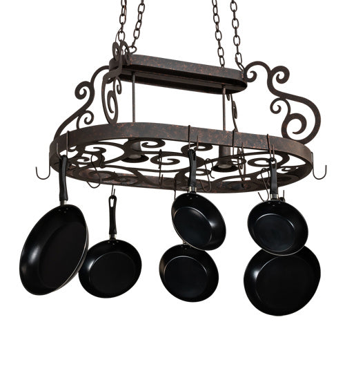Meyda Tiffany 226654 Two Light Pot Rack, Copper Rust