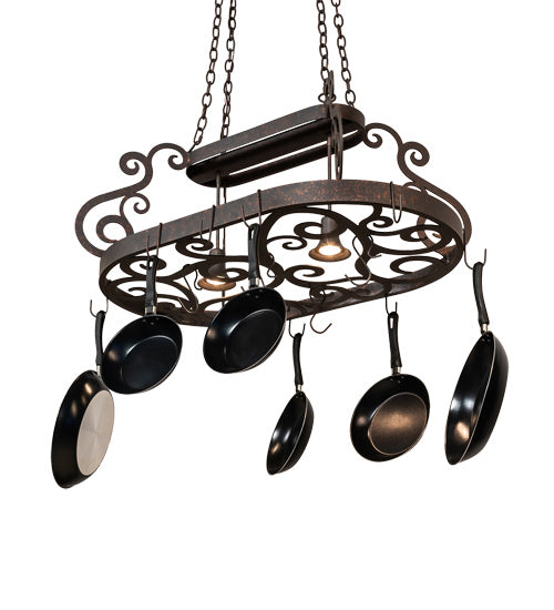 Meyda Tiffany 226654 Two Light Pot Rack, Copper Rust