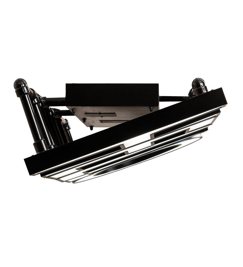 Meyda Tiffany 227017 LED Ceiling Mount, Black Satin Wrought Iron And White