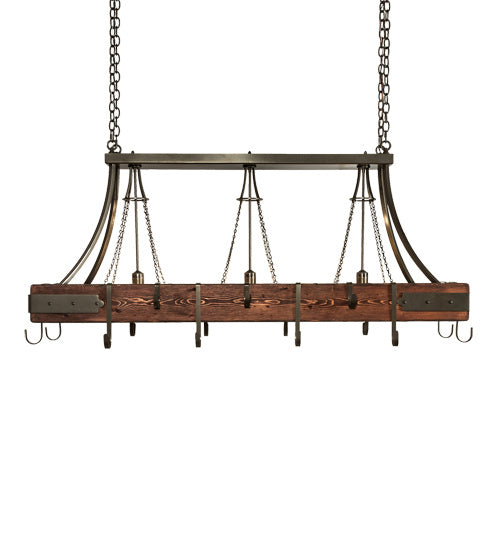 Meyda Tiffany 229227 Three Light Pot Rack, Red Mahogany On Pine
