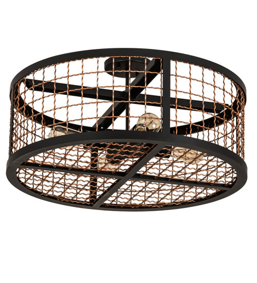 Meyda Tiffany 230967 LED Semi Flush Mount, Flat Black And Metallic Bronze