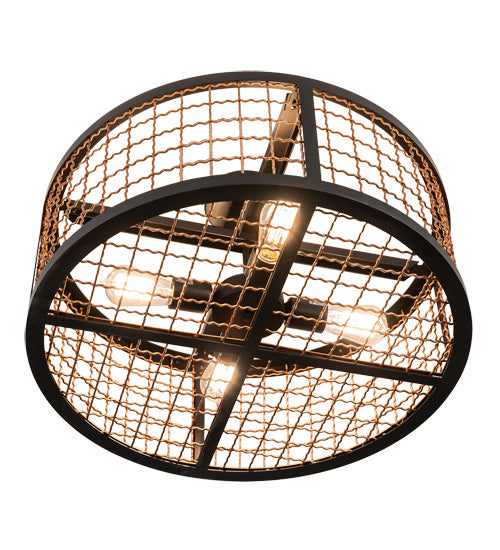 Meyda Tiffany 230967 LED Semi Flush Mount, Flat Black And Metallic Bronze