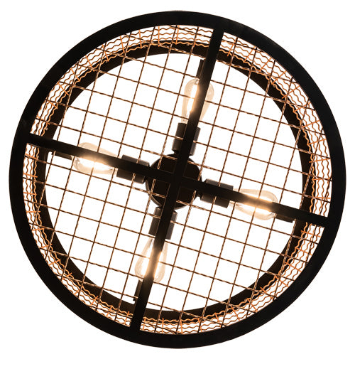 Meyda Tiffany 230967 LED Semi Flush Mount, Flat Black And Metallic Bronze