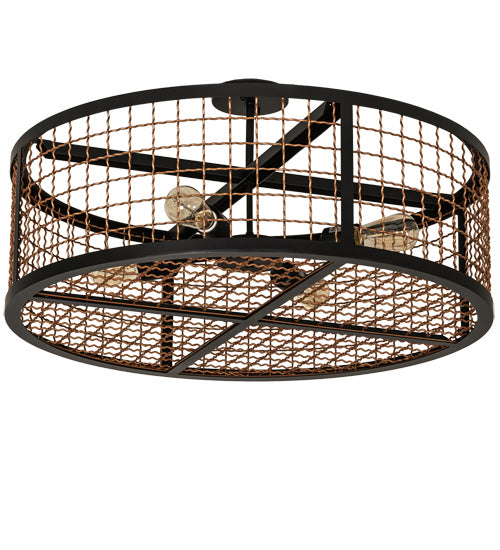Meyda Tiffany 230968 LED Semi Flush Mount, Flat Black & Metallic Bronze