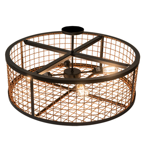 Meyda Tiffany 230968 LED Semi Flush Mount, Flat Black & Metallic Bronze
