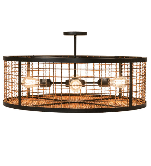 Meyda Tiffany 230968 LED Semi Flush Mount, Flat Black & Metallic Bronze