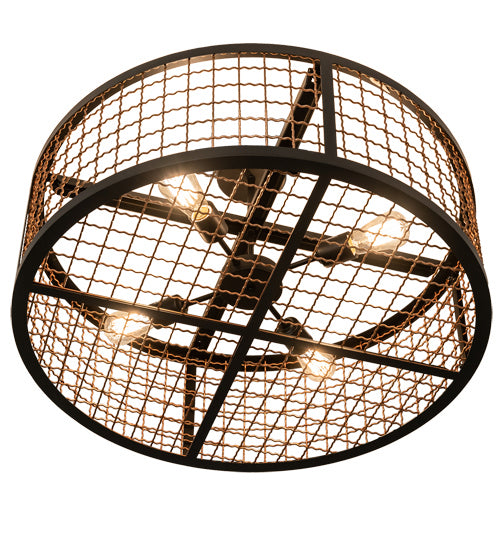Meyda Tiffany 230968 LED Semi Flush Mount, Flat Black & Metallic Bronze