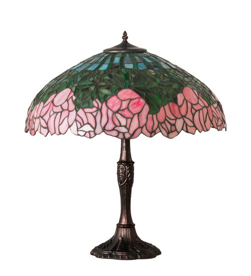 Meyda Tiffany 232802 Three Light Table Lamp, Mahogany Bronze