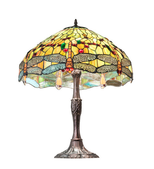 Meyda Tiffany 47960 Three Light Table Lamp, Mahogany Bronze