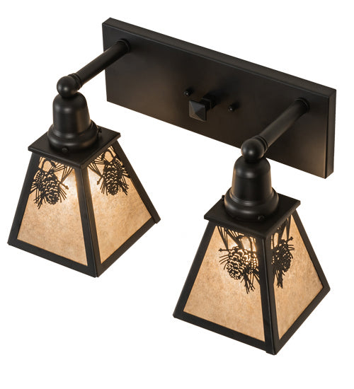 Meyda Tiffany 232545 Two Light Vanity, Satin Black Wrought Iron