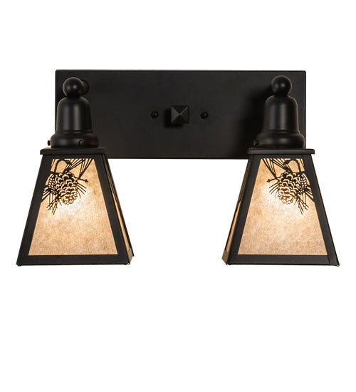Meyda Tiffany 232545 Two Light Vanity, Satin Black Wrought Iron