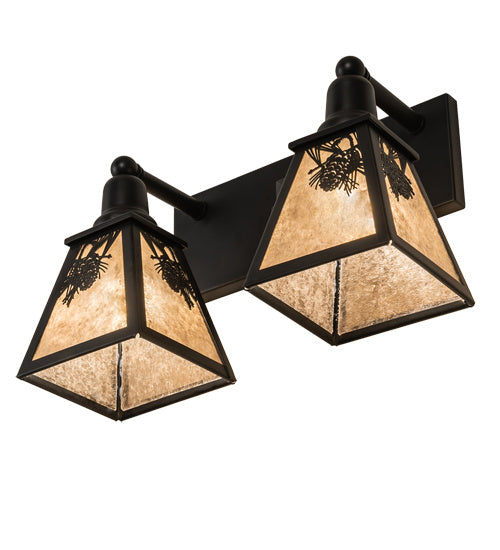 Meyda Tiffany 232545 Two Light Vanity, Satin Black Wrought Iron