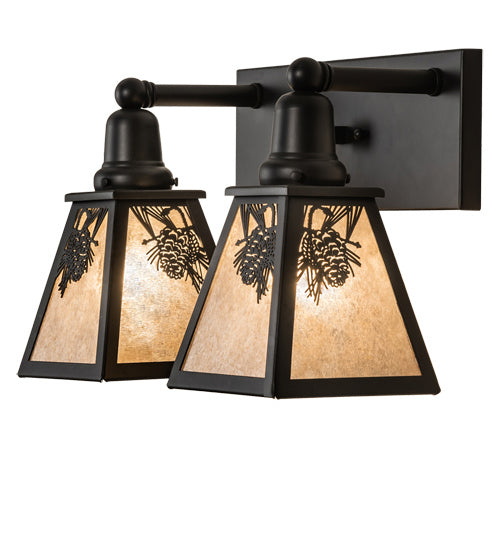 Meyda Tiffany 232545 Two Light Vanity, Satin Black Wrought Iron