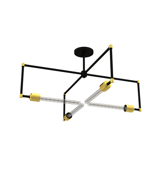 Meyda Tiffany 234205 Four Light Semi-Flushmount, Flat Black & Brass