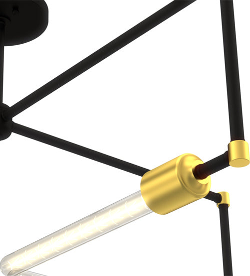 Meyda Tiffany 234205 Four Light Semi-Flushmount, Flat Black & Brass