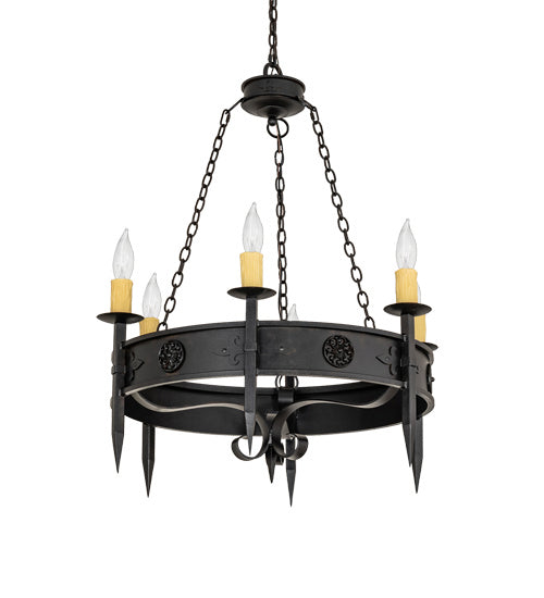 Meyda Tiffany 234341 Six Light Chandelier, Chestnut