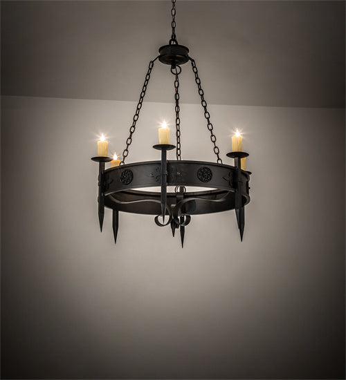 Meyda Tiffany 234341 Six Light Chandelier, Chestnut