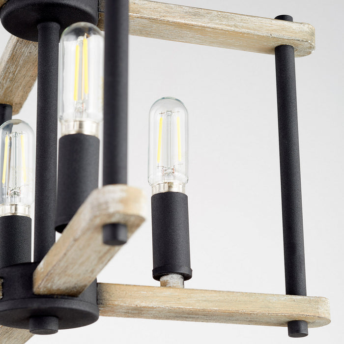 Quorum 3134-14-69 Four Light Dual Mount, Textured Black w/ Weathered Oak Finish