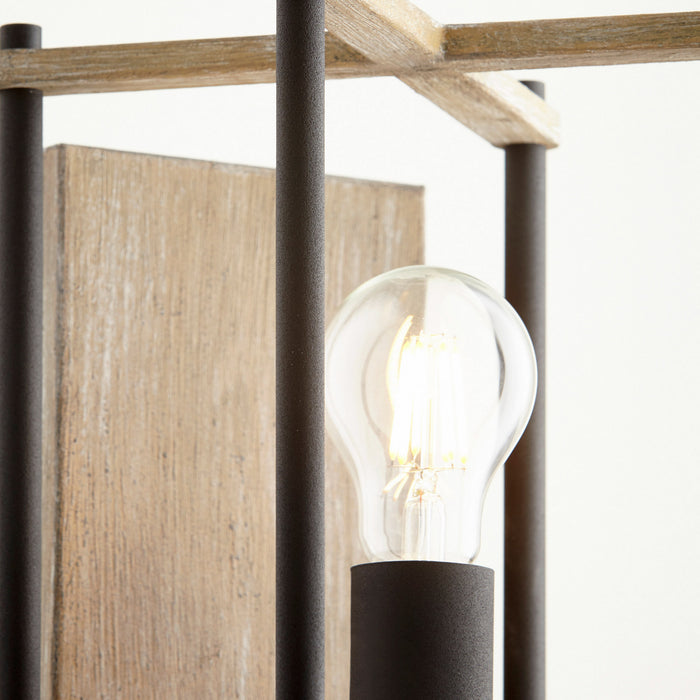 Quorum 5134-1-69 One Light Wall Mount, Textured Black w/ Weathered Oak Finish