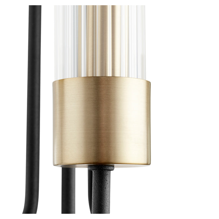 Quorum 595-3-6980 Three Light Wall Mount, Textured Black w/ Aged Brass