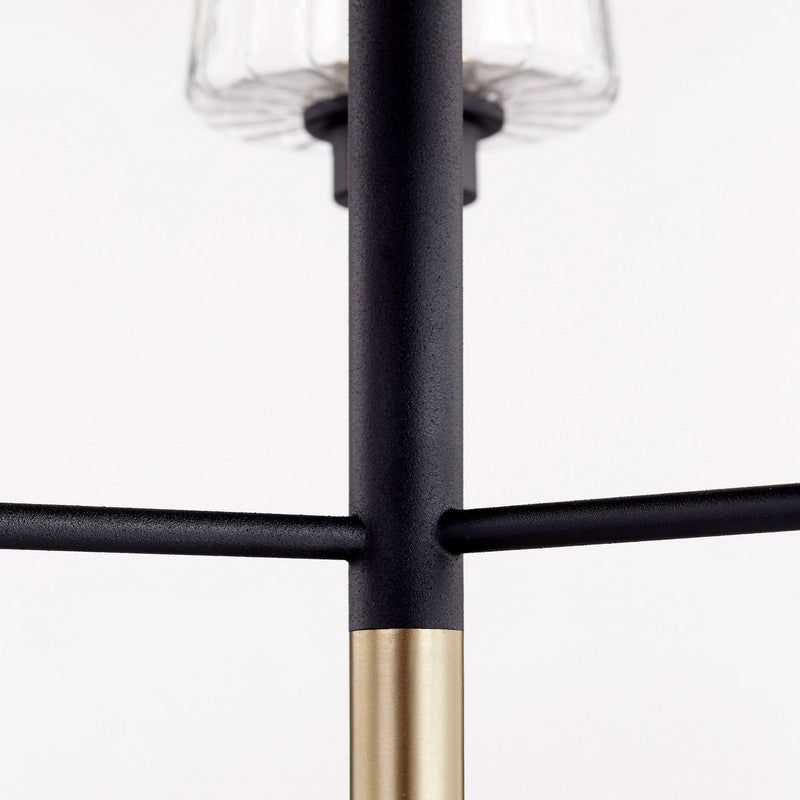 Quorum 625-3-6980 Three Light Chandelier, Textured Black w/ Aged Brass