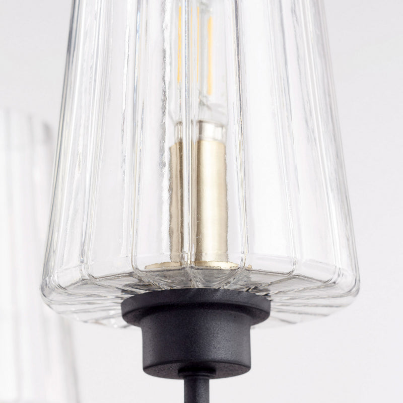 Quorum 625-5-6980 Five Light Chandelier, Textured Black w/ Aged Brass