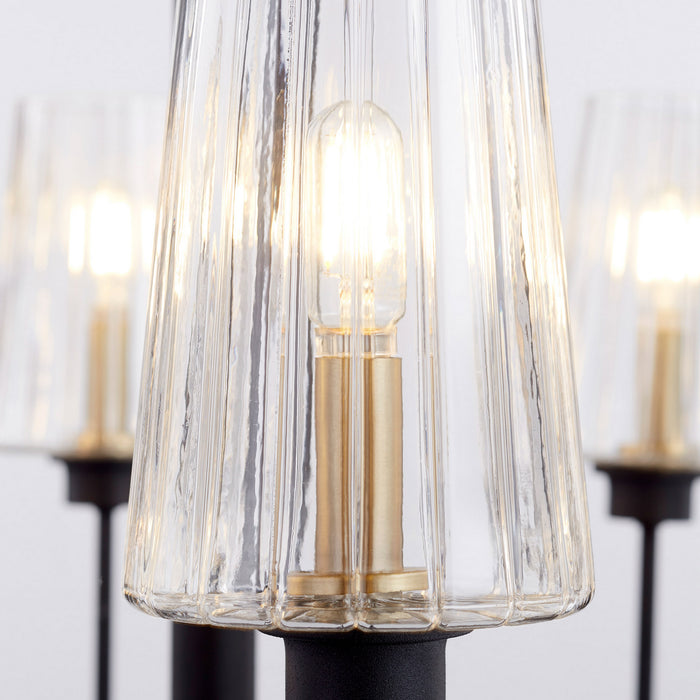 Quorum 625-8-6980 Eight Light Chandelier, Textured Black w/ Aged Brass