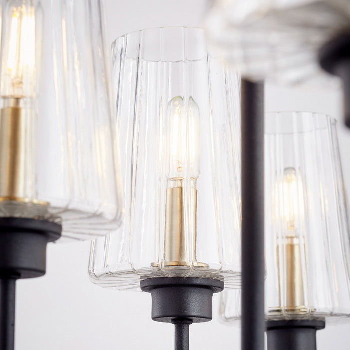Quorum 626-8-6980 Eight Light Chandelier, Textured Black w/ Aged Brass