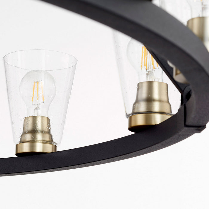 Quorum 63-12-6980 12 Light Chandelier, Textured Black w/ Aged Brass