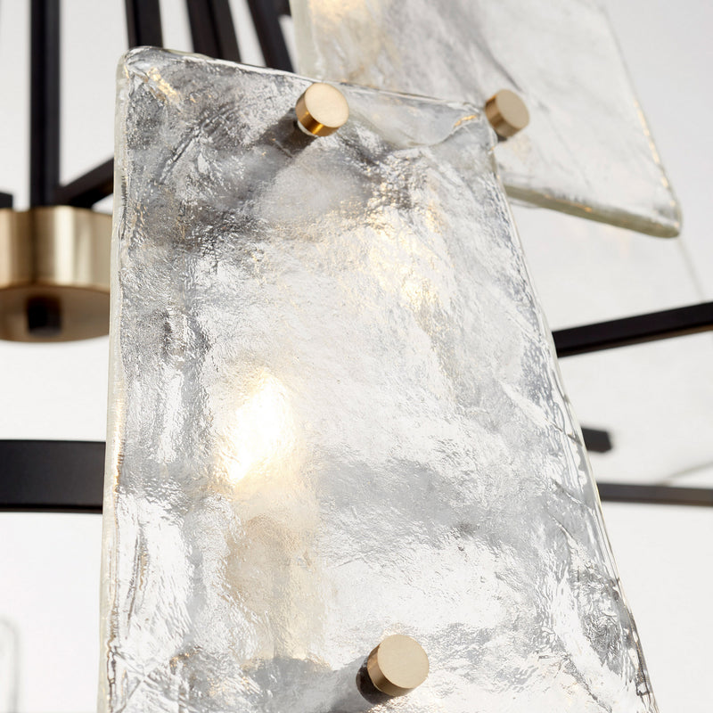 Quorum 637-12-69 12 Light Chandelier, Textured Black w/ Aged Brass